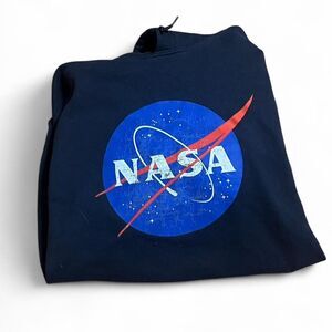 Nasa Men's Black and Navy Hoodie